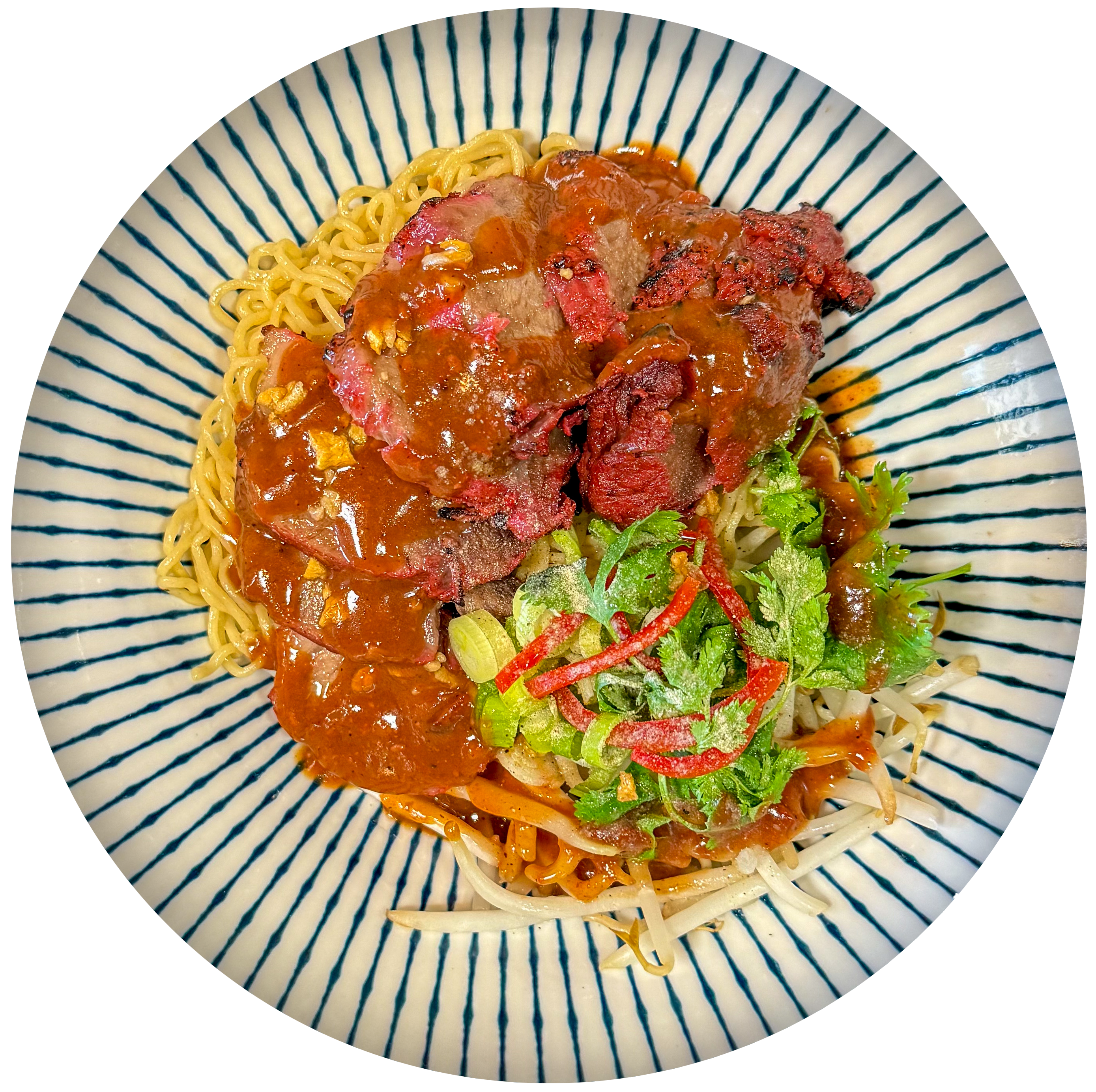 BBQ Pork over Egg Noodles