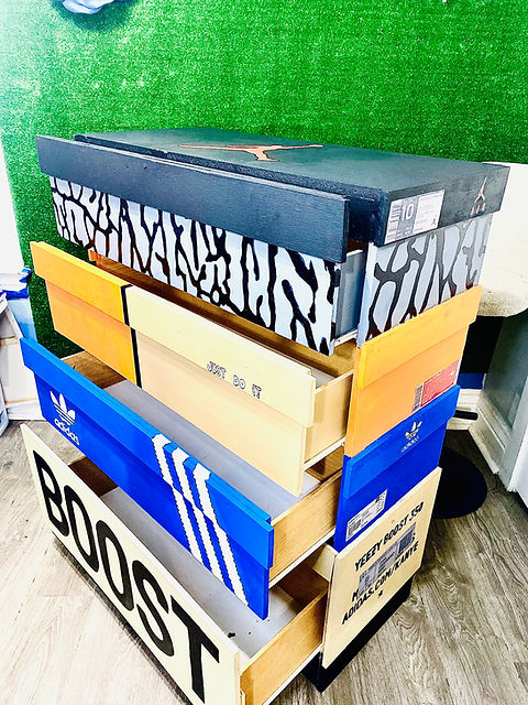 Custom Sneaker Box Dresser Hand-Built & Fully Personalized | Haynes Creative Studios Custom Sneaker Box Dresser Hand-Built & Fully Personalized | Haynes Creative Studios