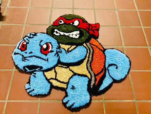 Mutant Squirtle Rampage – Crossover Tufted Rug | Haynes Creative