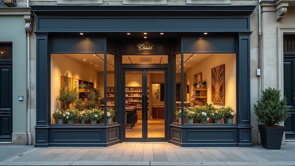 Eye-level view of a small business storefront with a welcoming entrance