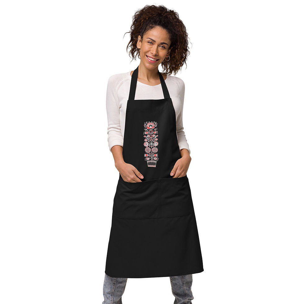 Organic cotton apron with "Tree of Life" print