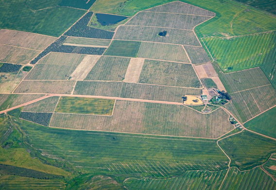 Drone shot of a rural land development project