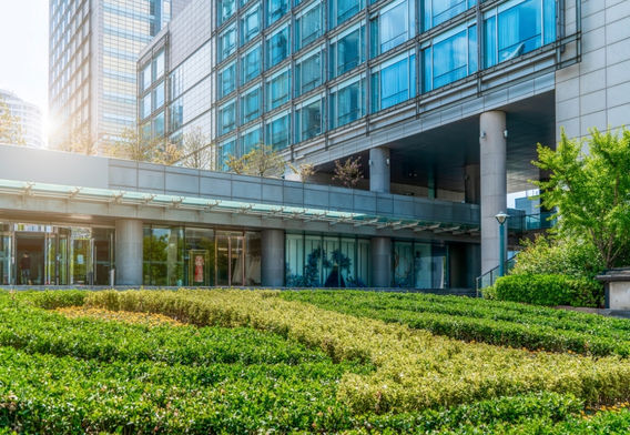 Entry way to a bank's headquarters