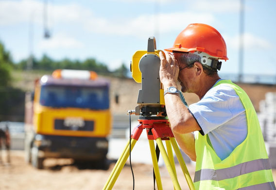 Land survey being completed for a commercial site