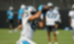 Tommy Tremble reels in a pass during week 1 practice for the Carolina Panthers