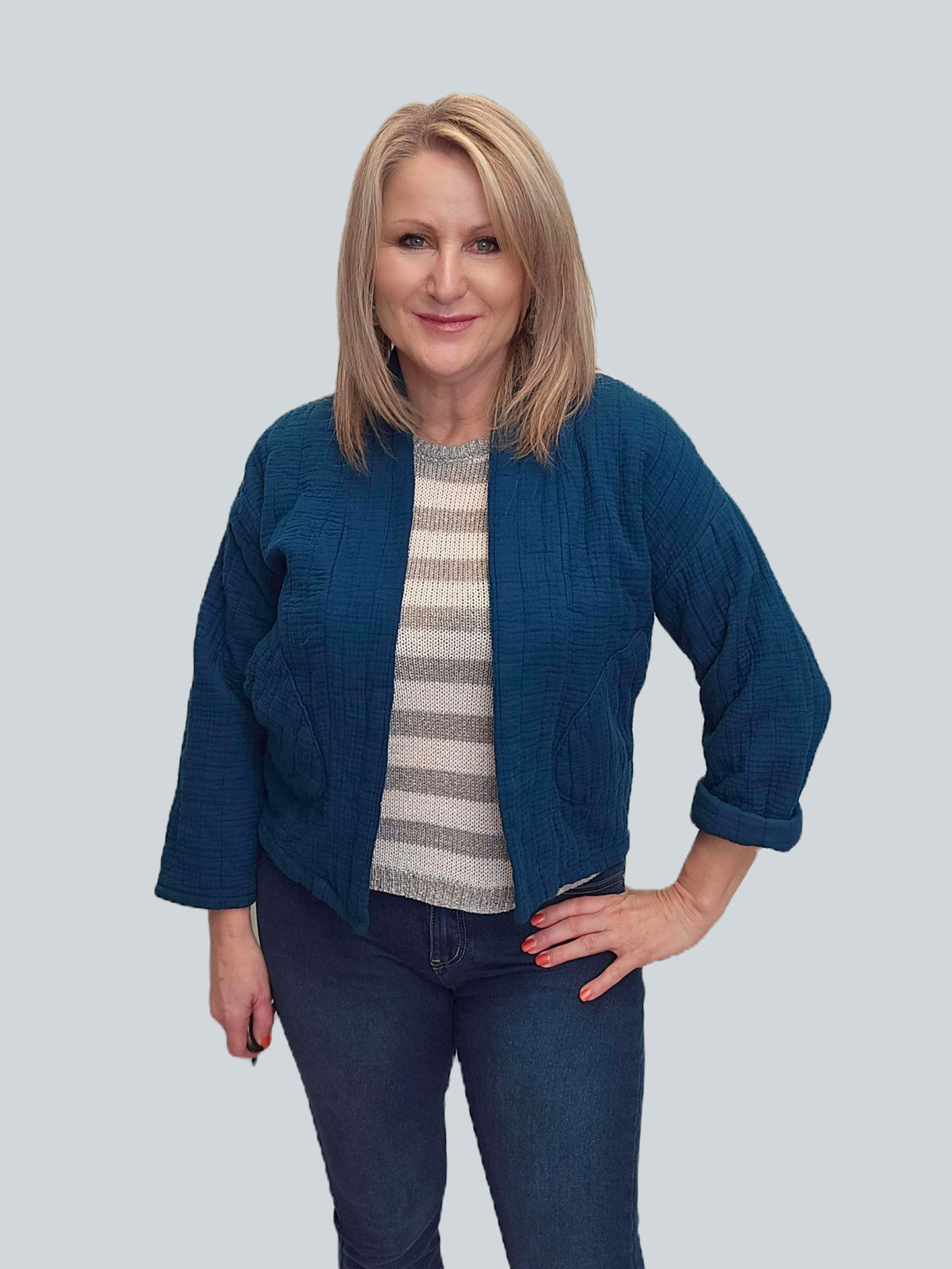 Short Quilted Jacket -teal