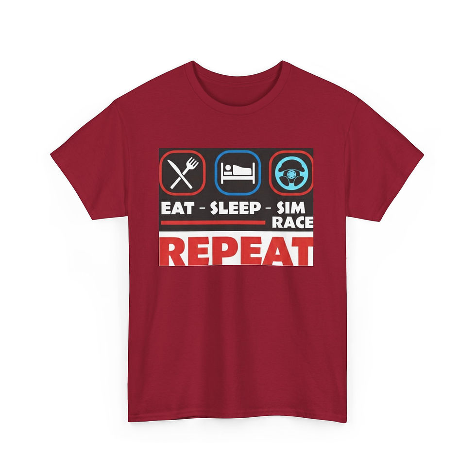 Thumbnail: Sim Racer T-Shirt — "Eat · Sleep · Sim Race · Repeat" 