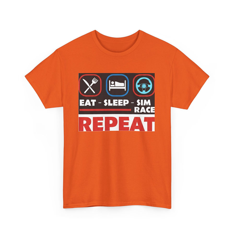 Thumbnail: Sim Racer T-Shirt — "Eat · Sleep · Sim Race · Repeat" 