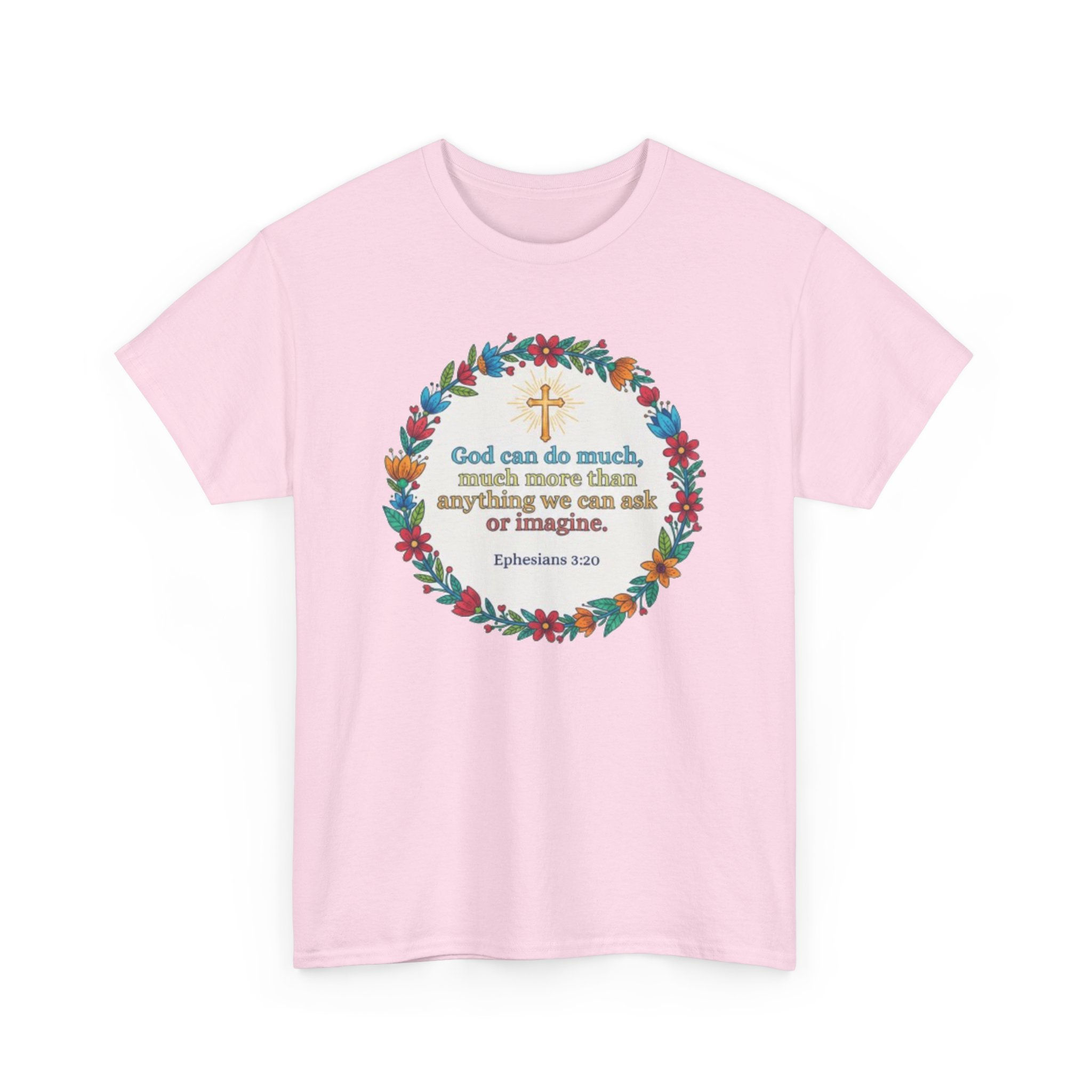 Ephesians 3:20 Floral Cross Christian Tee