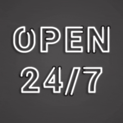 Animated open 24/7 sign