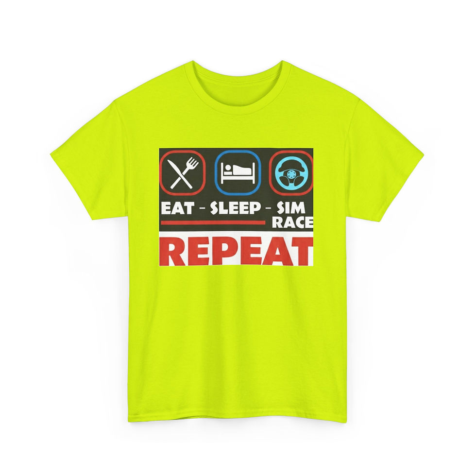 Thumbnail: Sim Racer T-Shirt — "Eat · Sleep · Sim Race · Repeat" 