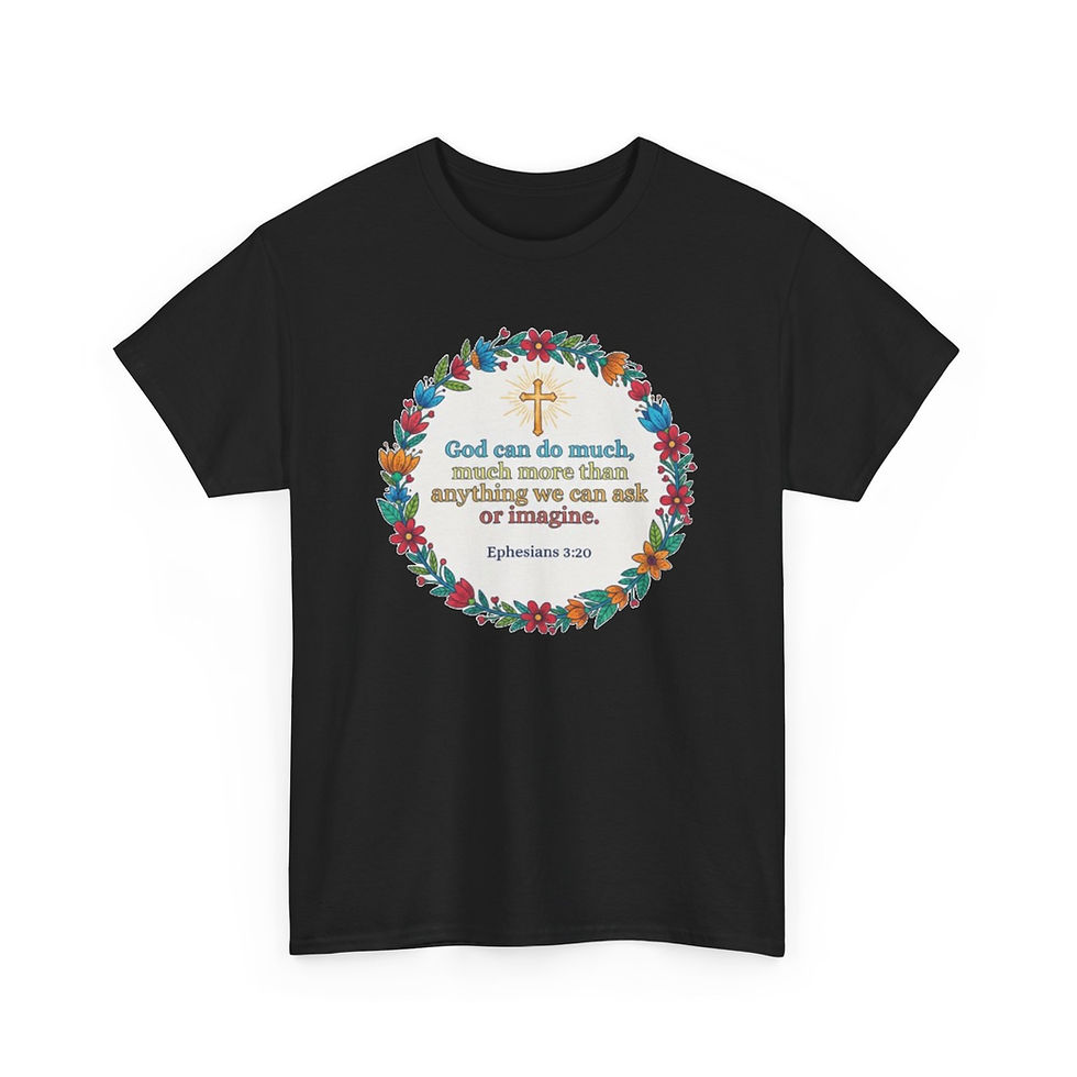 Thumbnail: Ephesians 3:20 Floral Cross Christian Tee