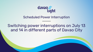 Switching power interruptions on July 13 and 14  in different parts of Davao City
