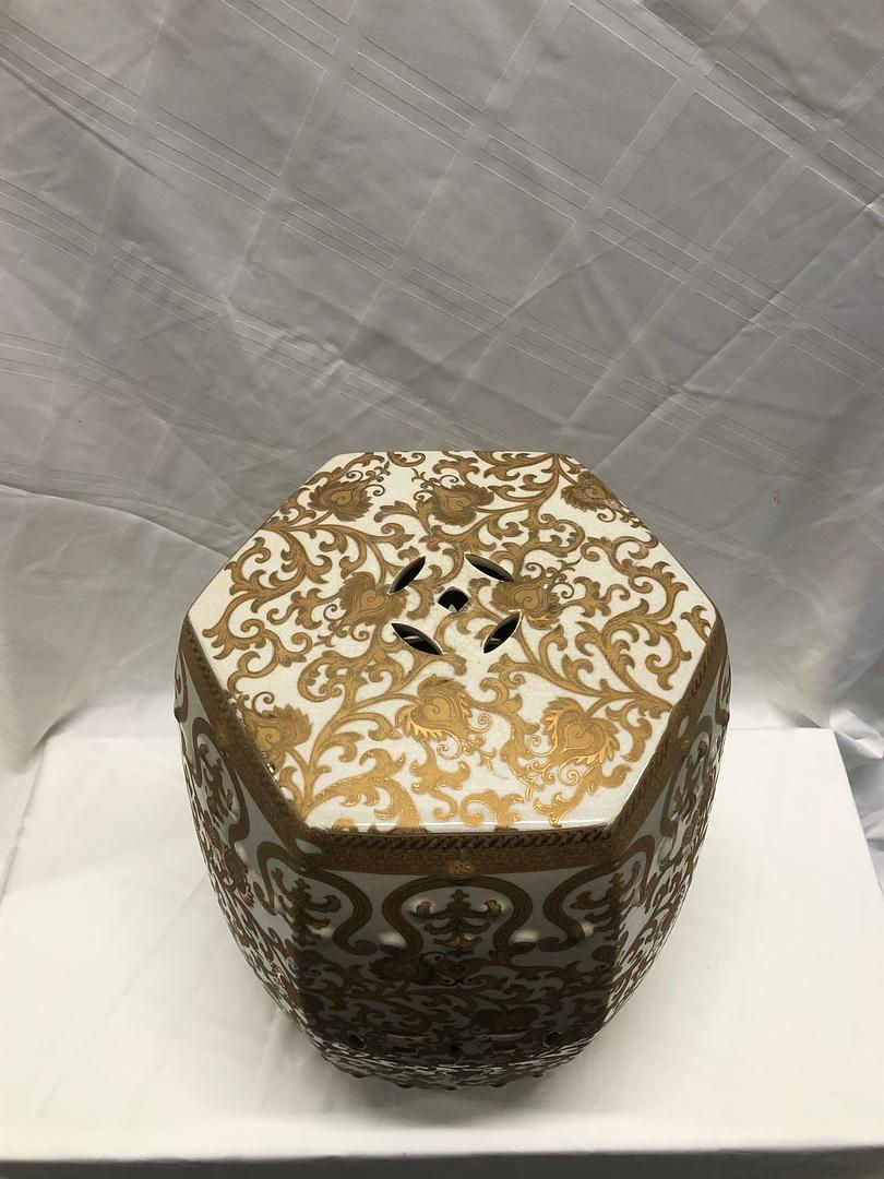 Thumbnail: Decorative White And Gold Asian Pot Or Vase