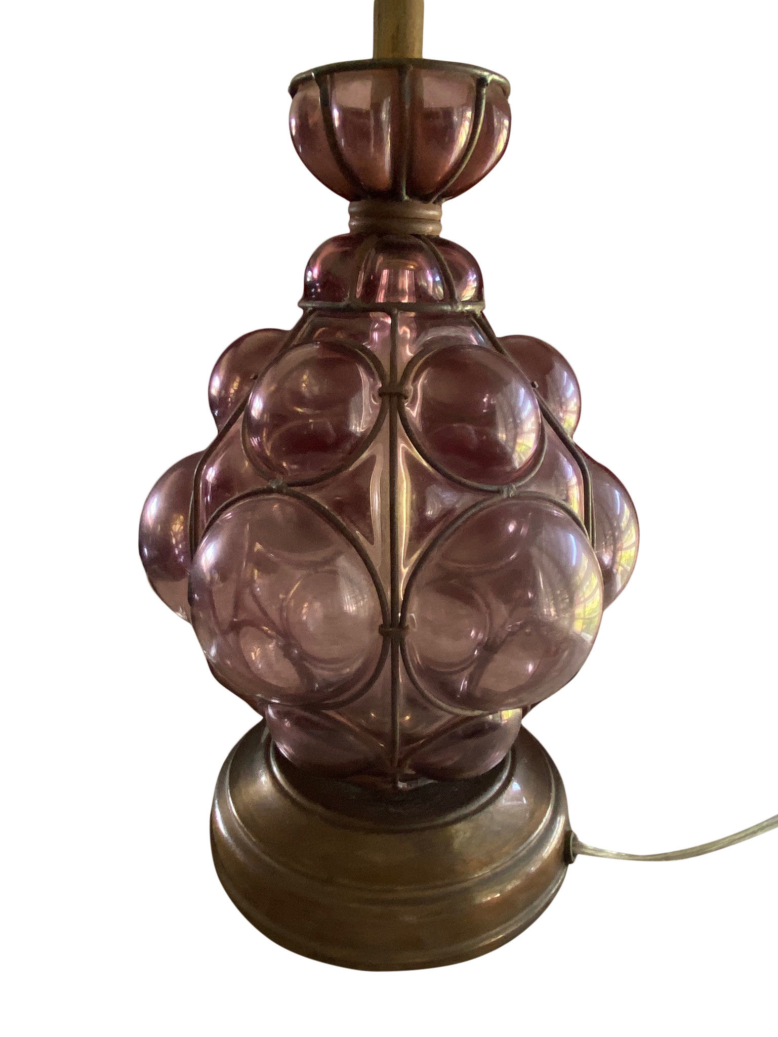 Vintage Murano Caged Bubble Lamp In Amethyst