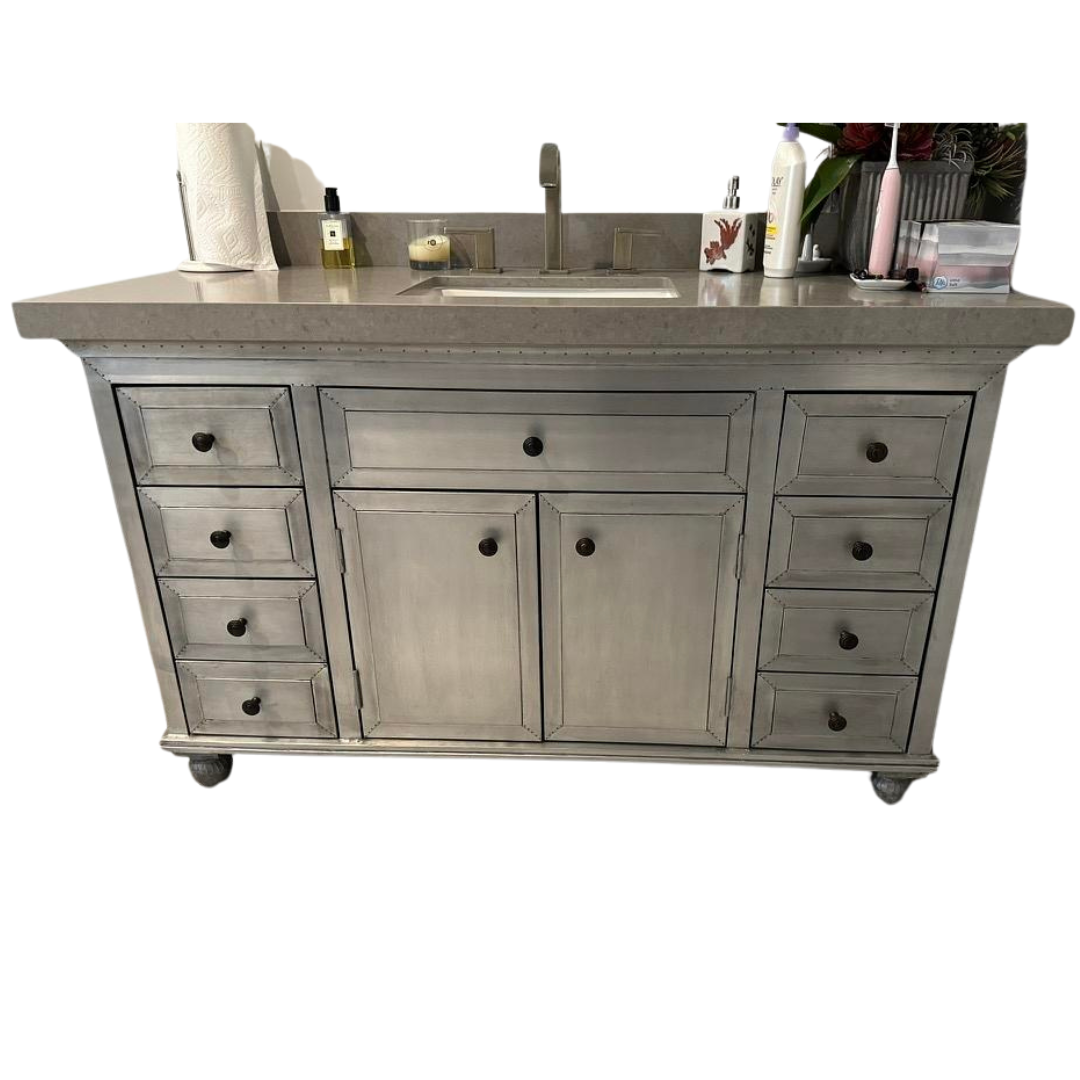 Restoration Hardware Zinc Extra Wide Bath Vanity Cabinet
