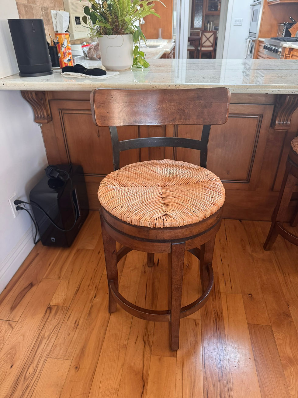 Thumbnail: Ballard Designs Marguerite Counter Stool Aged Metal Rush Seat