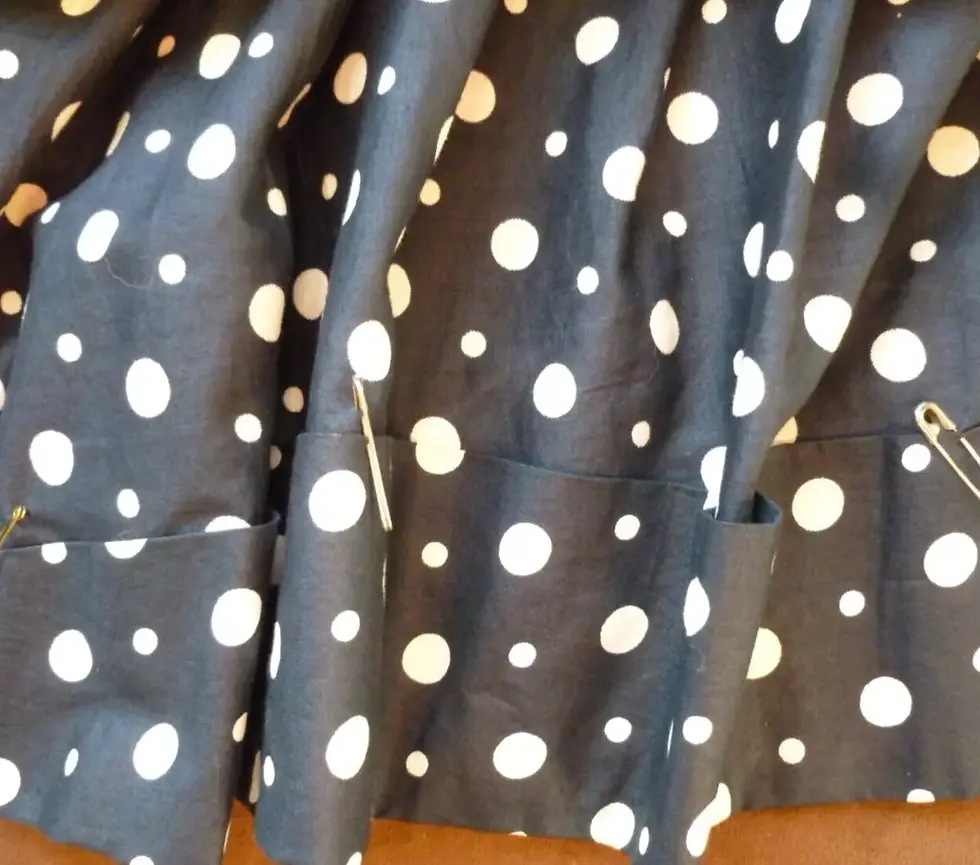 Thumbnail: 1950's Navy Blue Polka Dot Vintage Dress By Tailored Junior