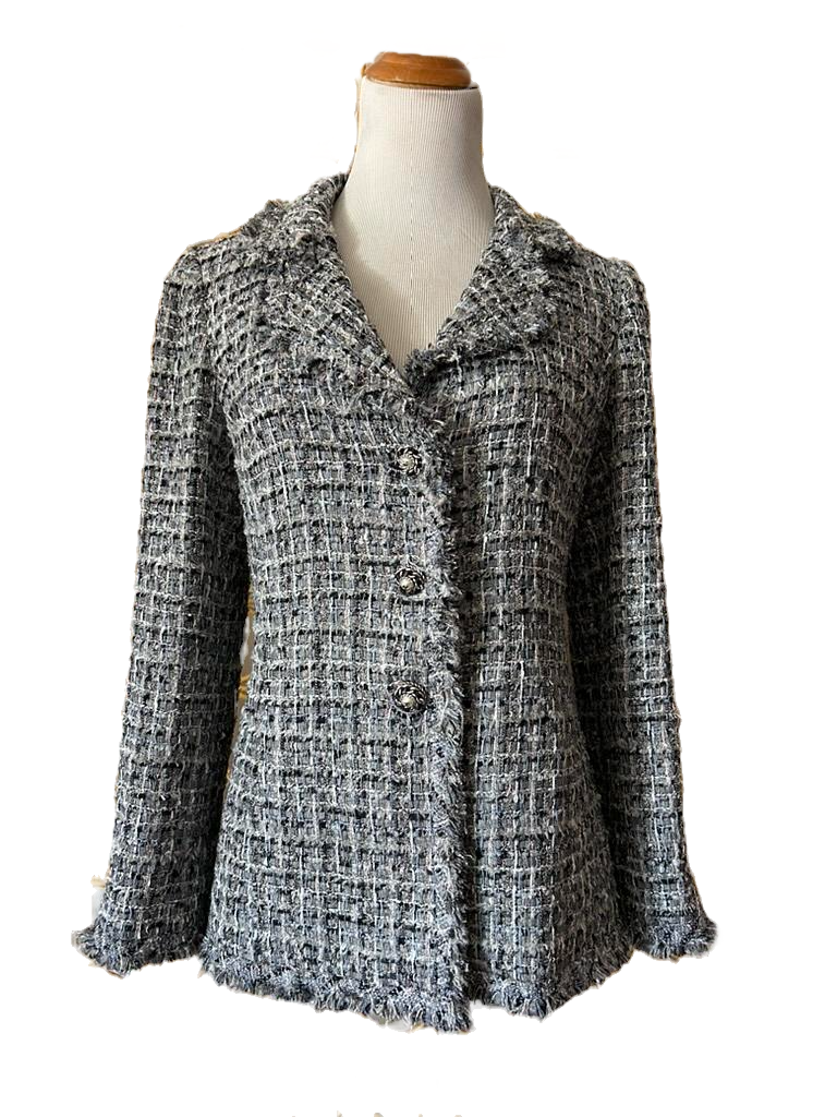 Chanel Classic Vintage Blue Gray Blazer