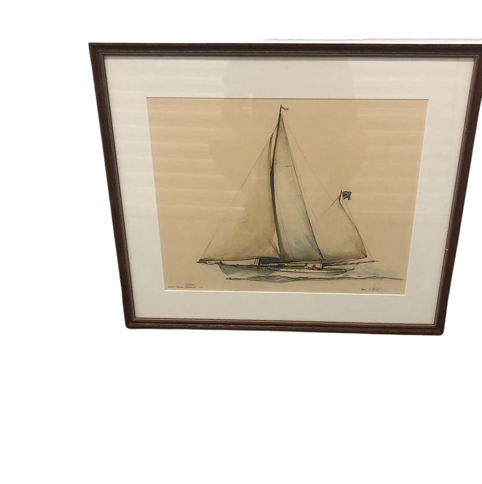 James Mitchell Bermuda Boat Sketch 1930s