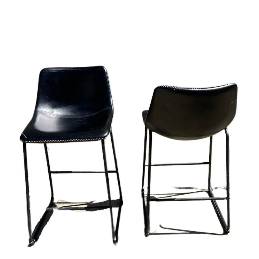Modern Industrial Black Faux Leather Counter Stools