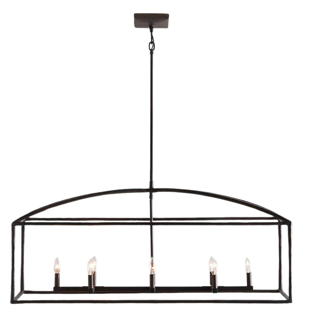 Pottery Barn Fallon Forged Iron Linear Chandelier