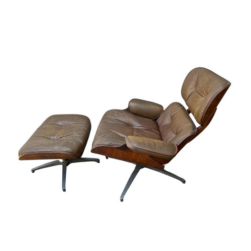 Vintage 1975 Frank Doerner Eames Style Lounge Chair & Ottoman