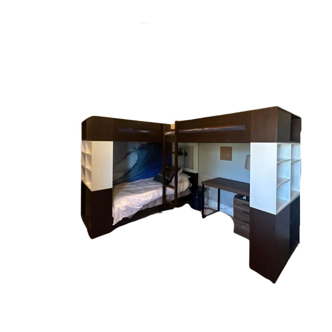 Modern Twin Bunk Bed & Adjoining Loft Bed Custom Made