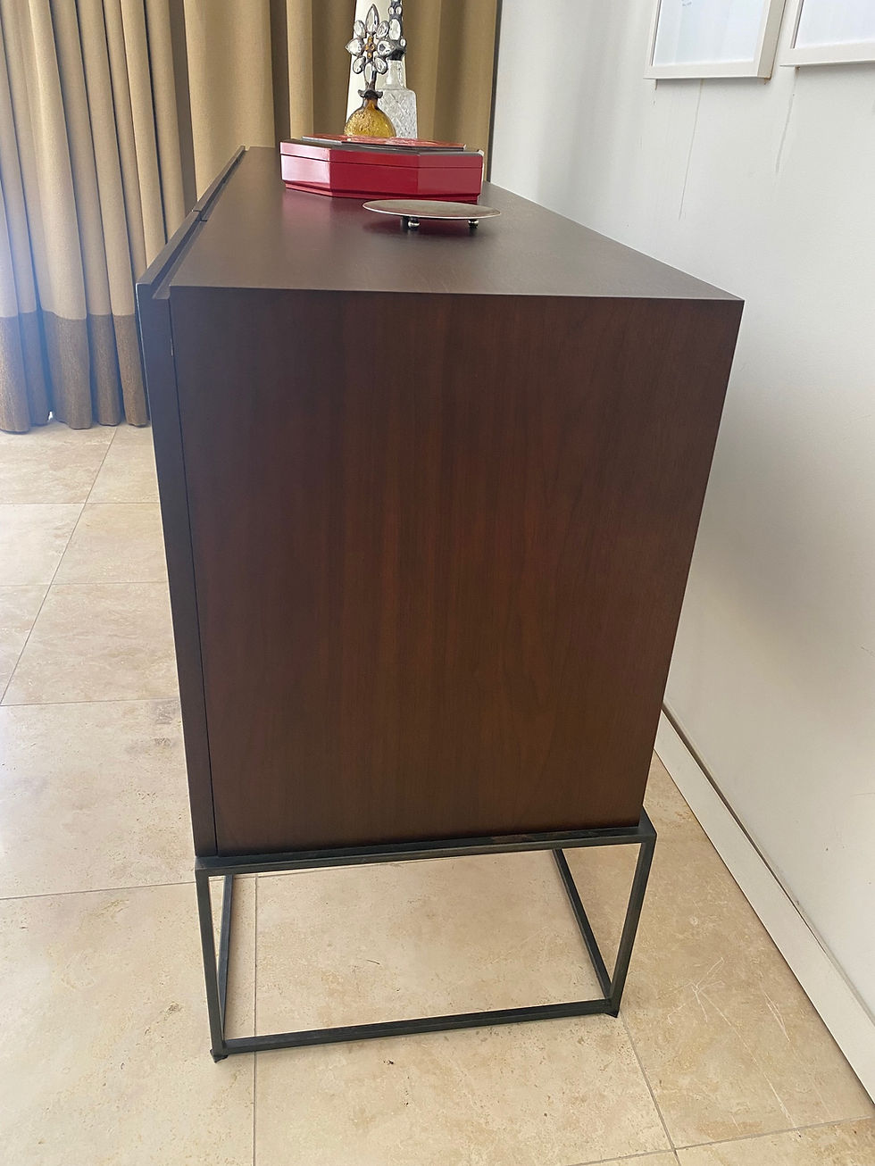 Thumbnail: Milo Baughman Replica Tall Burlwood Credenza