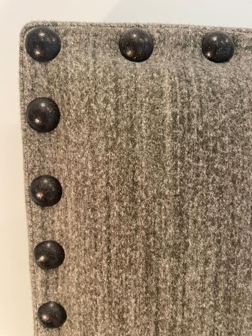 Thumbnail: Gray Flannel Queen Bedframe With Nailhead Trim