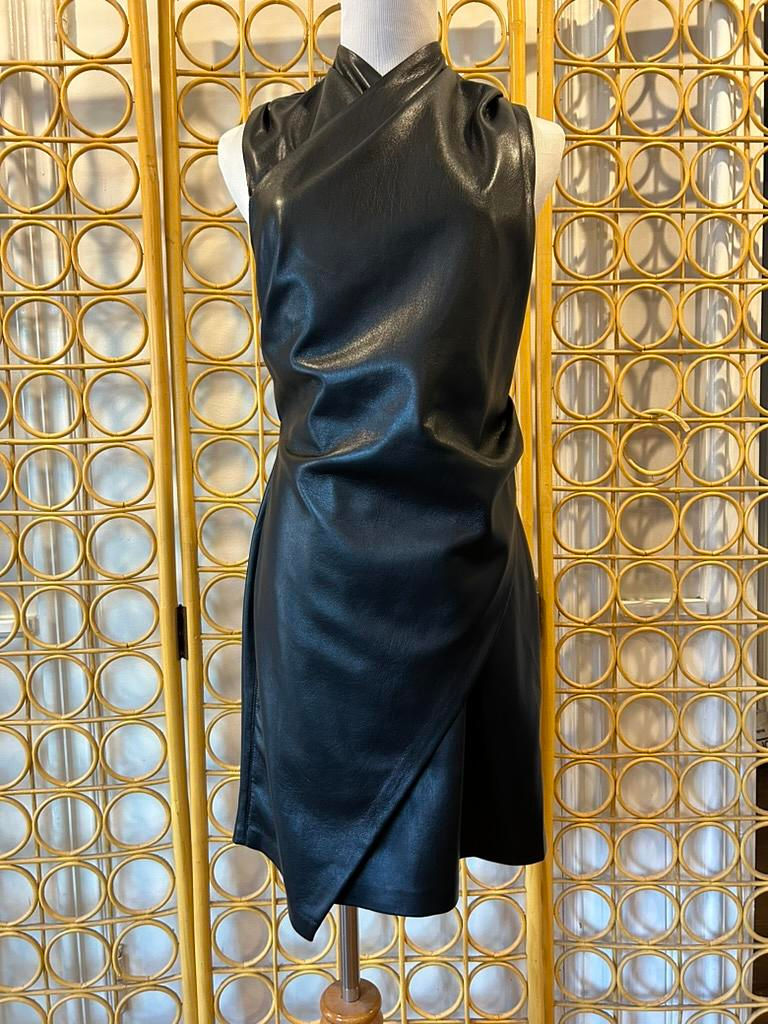 Thumbnail: Nanushka Black Wrap Luxe Finish Cocktail Dress