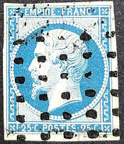 N° 15 obl gros points carrés TB