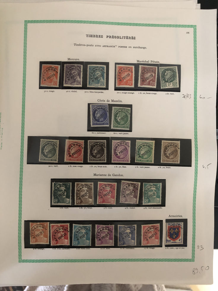 Collection (Préoblitérés) de 1922 à 2008