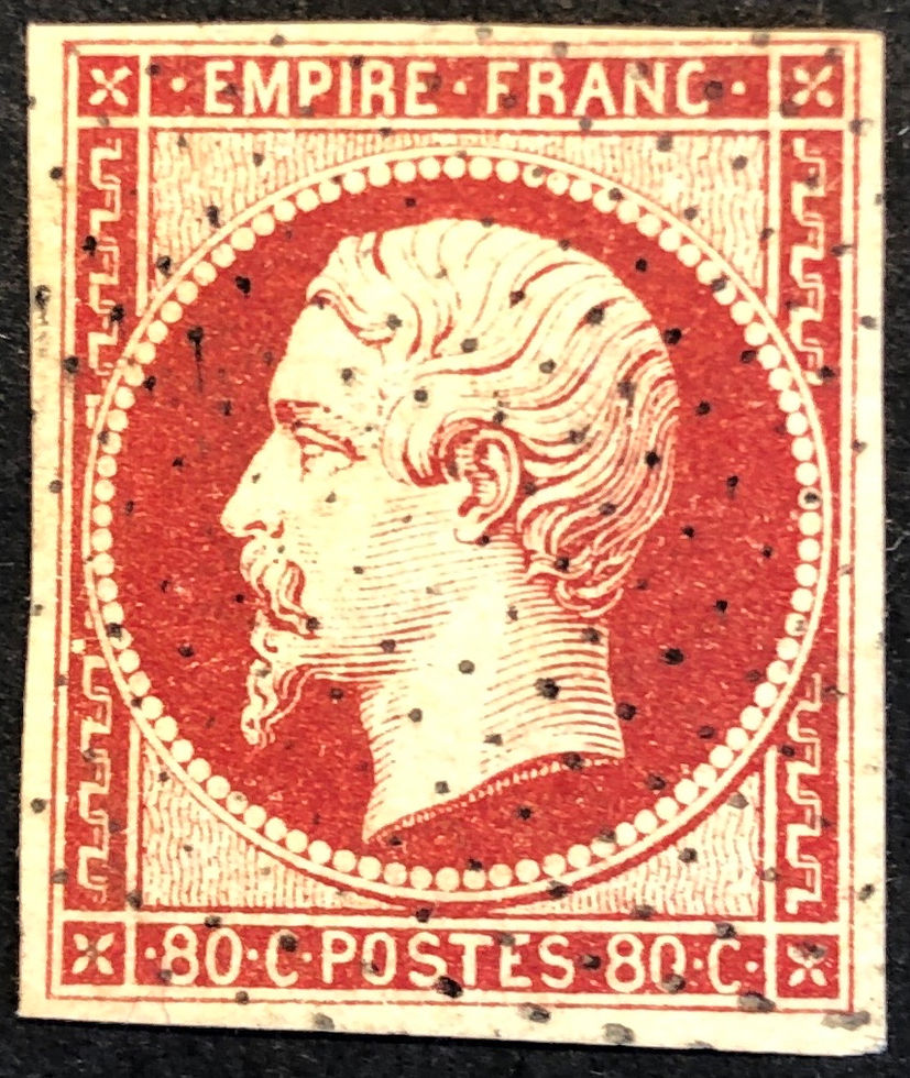 N° 17A carmin obl (pointillés)TB