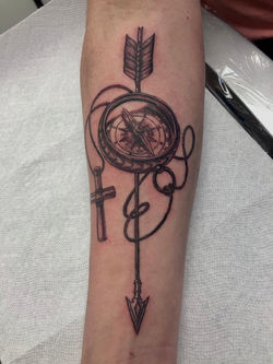 compass and cross tattoo