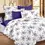 Thumbnail: Huesland 144 TC Cotton Double Floral Flat Bedsheet (Pack of 1, White and Purple)