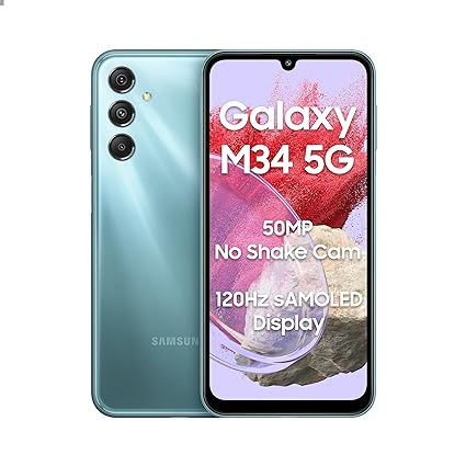Samsung Galaxy M34 5G (Waterfall Blue,6GB,128GB)|120Hz sAMOLED Display|50MP Trip