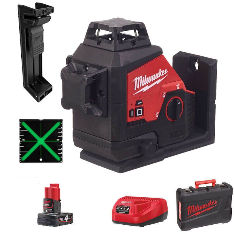 MILWAUKEE M123PL-401C M12 GREEN 360° 3-PLANE LASER