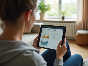 A woman reviewing her financial strategy at home