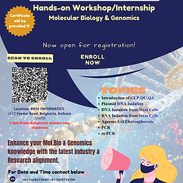 Click on the registration link and enter your details. Then mail your copy of Aadhar, Last Marksheet, & College/University/Job ID to informaticsbose@gmail.com. Mention the subject of mail as INTERNSHIP with the starting date, topic you chose and duration/version of the course you want to persue in the mail. Once we approve your request after reviewing your application, then complete your enrollment by clicking on the enrollment link and paying the fees (use Gpay or UPI).

We will return mail you with the registration and enrollment details along with the invoice ASAP.