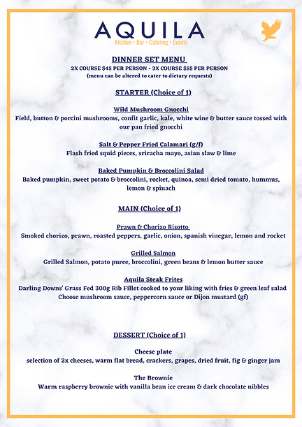 Set Menu Example Aquila
