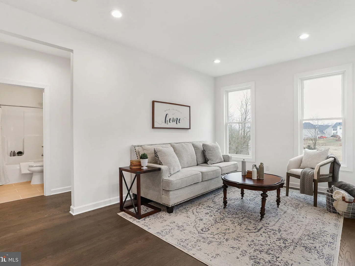 seating area in a bedroom