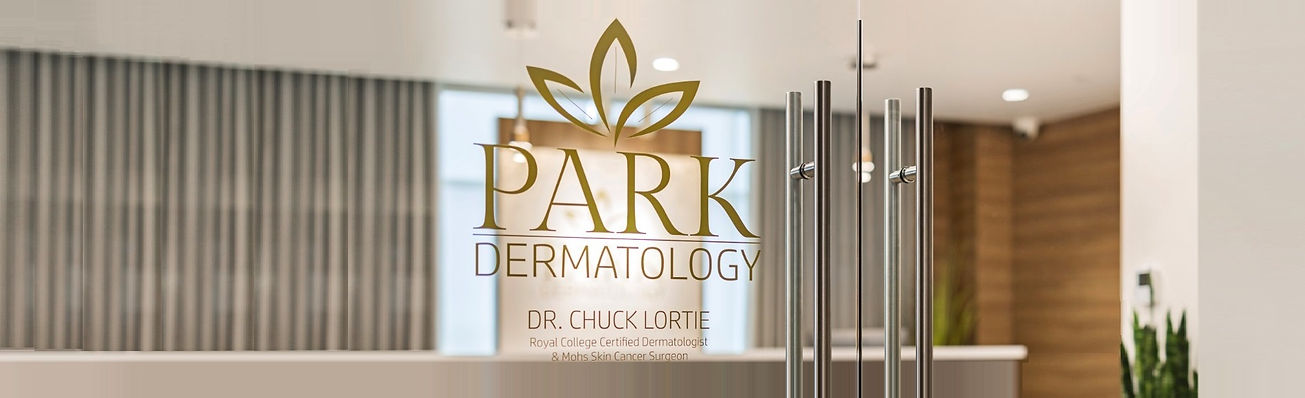 Front door and logo of Park Dermatology