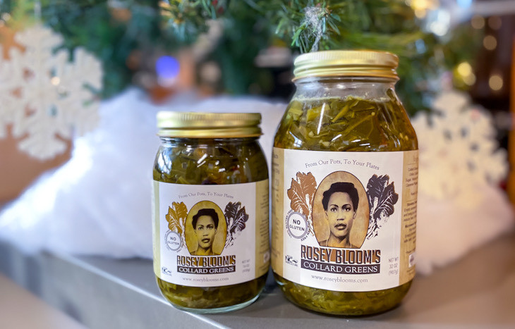 Rosey Blooms Collard Greens Winston Salem. 16 oz and 32 oz jars.