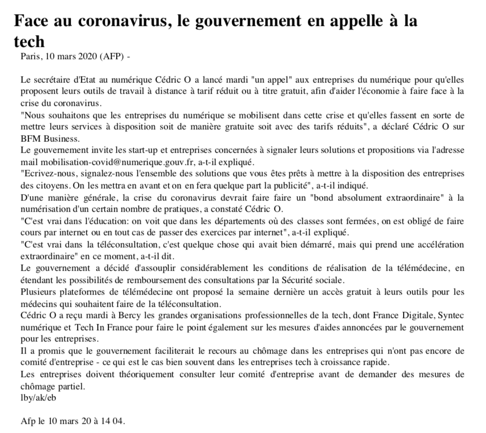 Appel à la tech Covid 19