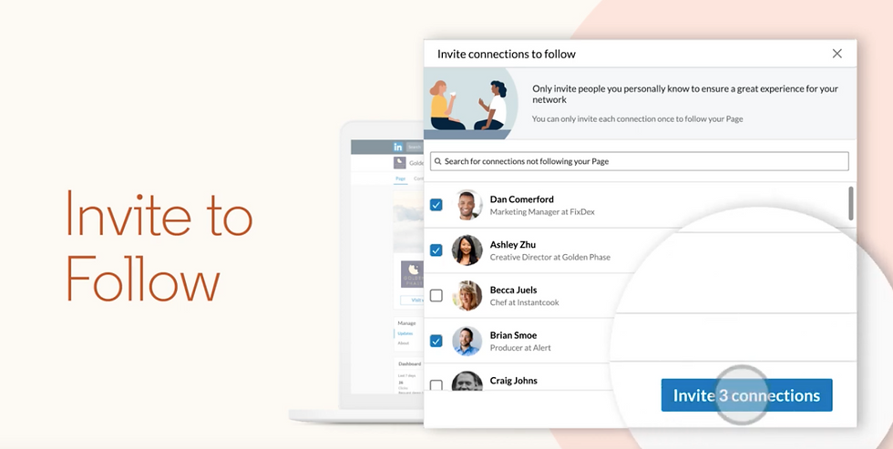 invitations à suivre une page entreprise sur linkedin