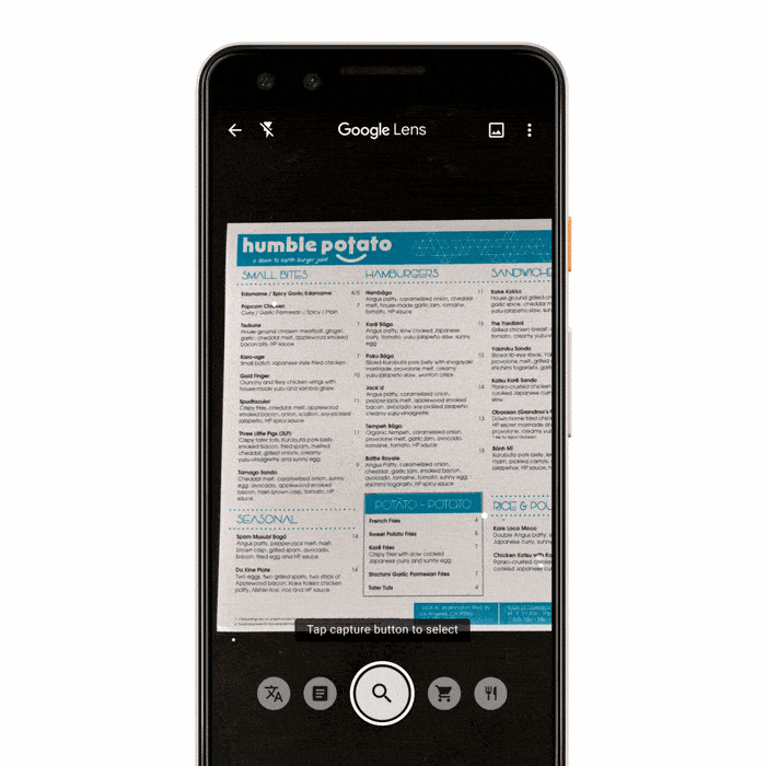 google lens menu restaurant