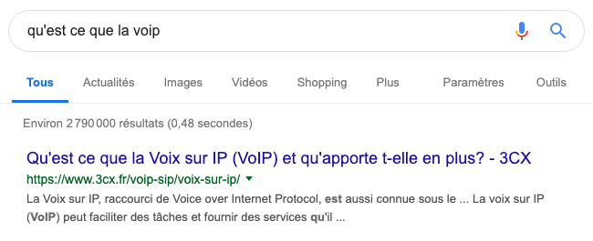 résultats google texte brut lien bleu
