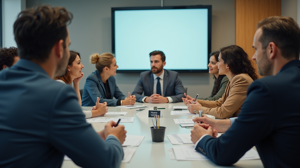 Eye-level view of a diverse group of leaders engaged in a training session
