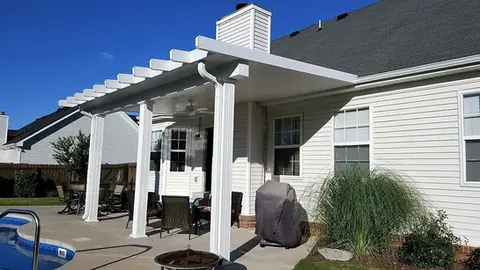 Custom-built outdoor patio overhand